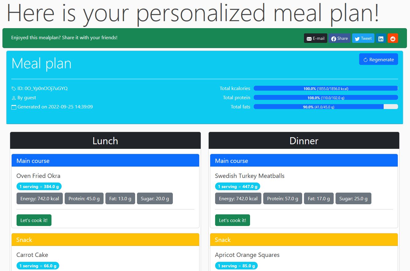 Meal Planner website screenshot (ericnl.com)